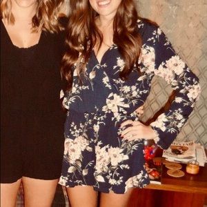 Navy floral print romper